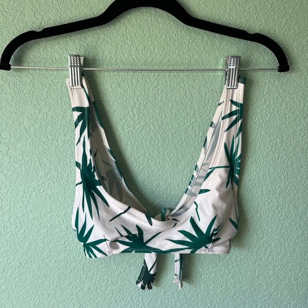 Tropical Green and White Bikini Top